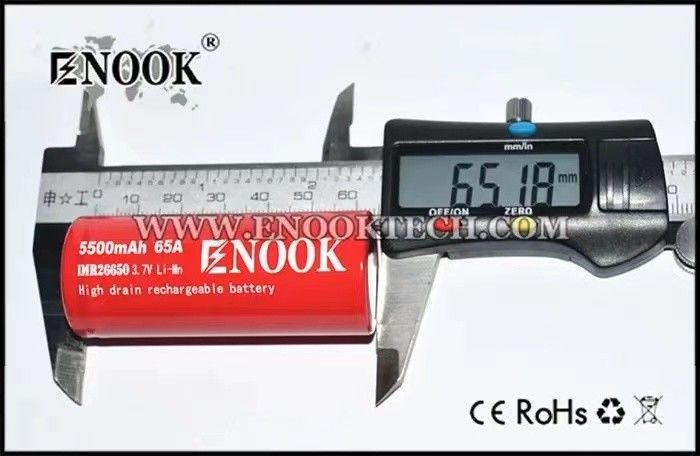 5500mAh 3.7V lityum iyon 26650 pil Şarj edilebilir 18650 Düz üst yüksek drenajlı pil