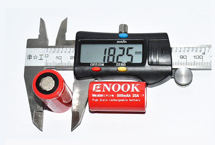 Şarj edilebilir IMR Li Ion Pil 800mAh 20amp 18350 Li Mn Pil Fener için