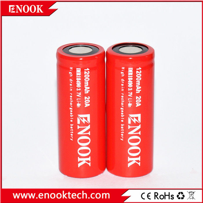 18490 1200mAh 20A 3.7V Elektrikli Bisiklet Şarj edilebilir Pil Hücre düz üst Tür