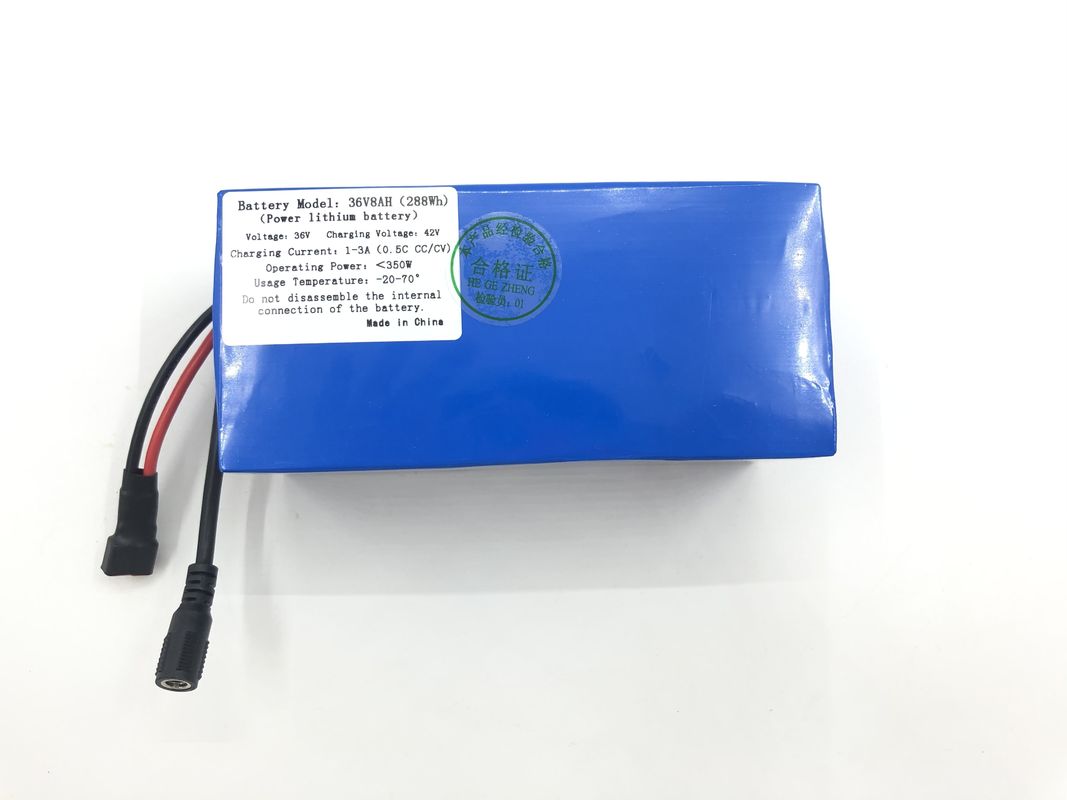 Özel 36V 8Ah Lityum İyon Pil Paketi Elektrikli Bisiklet için Mavi Tipi