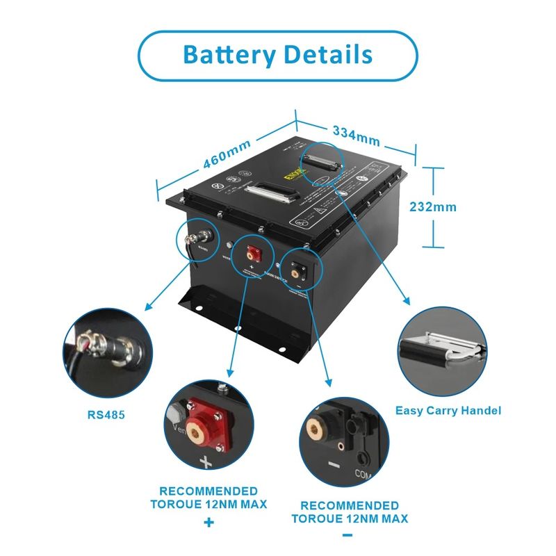 Sıcak Satış 51.2 Volt Lityum İyon Pil Eko Dost 58.4V Lityum Demir Fosfat Golf Arabası Pil
