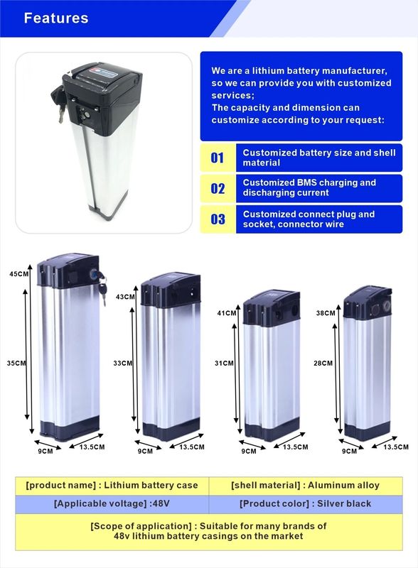 E Bike Gümüş Balık Lityum Pil Paketi 23 ± 5 °C Depolama Sıcaklığı için Önerilen