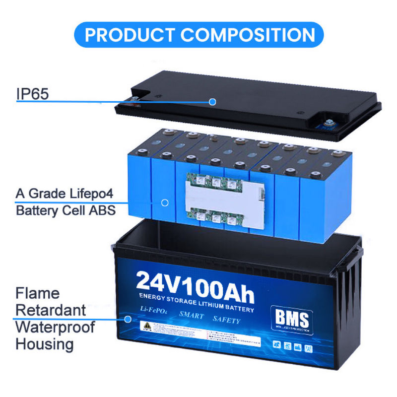 Güneş Enerjisi Depolama Sistemi için 12V 24V LFP Li Ion Pilleri 50ah 100ah 150ah 200ah 300ah 400ah