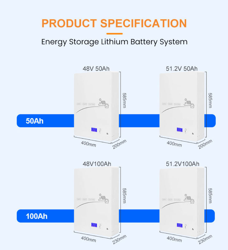 Güneş enerjisi depolama bataryası için 12.5KWh Lityum Ion Batarya Paketi 51.2V 100AH