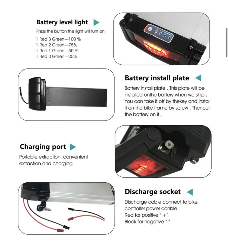 36v e-bisiklet arka raf lityum iyon pil 48v 10ah 12ah 20ah 21ah e-bisiklet elektrikli bisikletler için