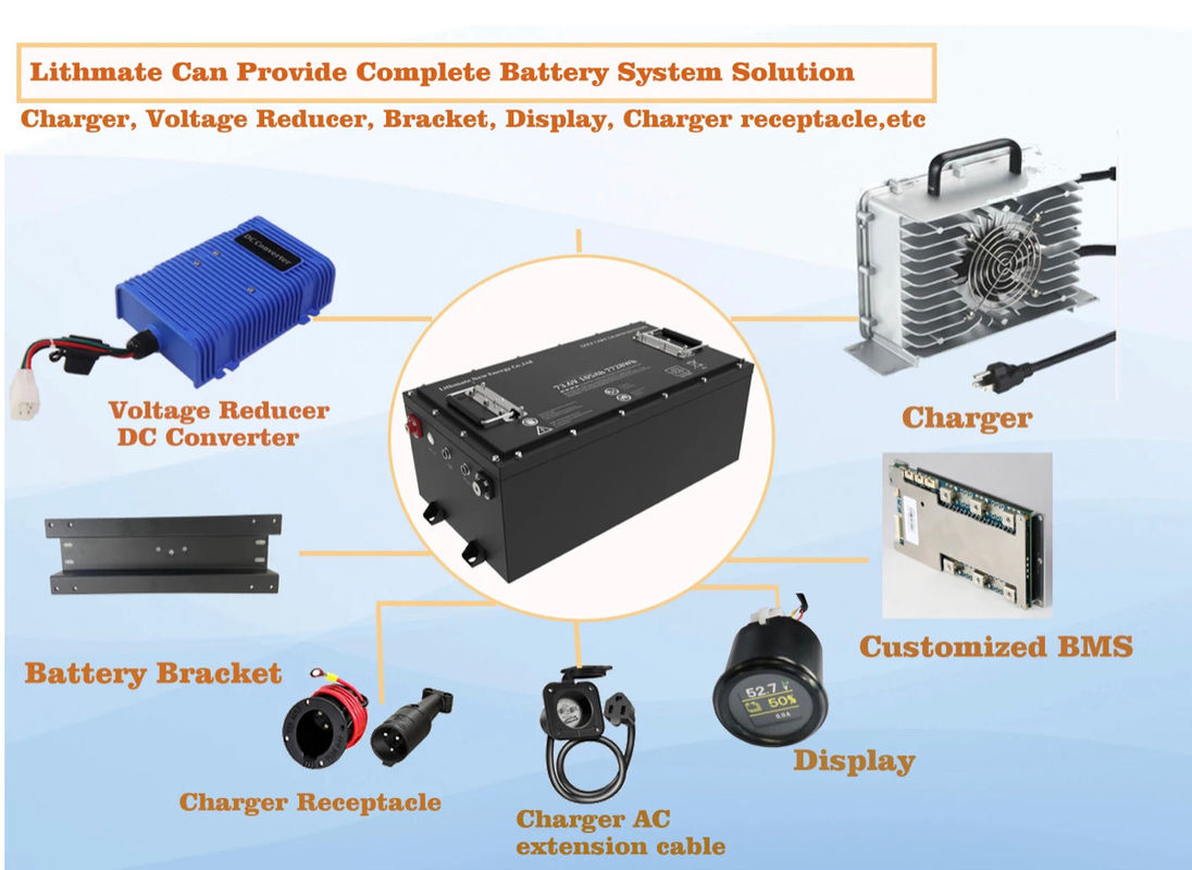 OEM ODM Şarj edilebilir 36v 48v 72v 100ah 200ah 300ah Lityum İyon Pil Lifepo4 Golf Araba Pilleri