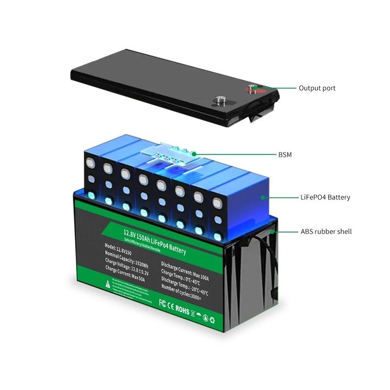 lifepo4 paketi 12.8v 100ah 200ah 300ah lityum bataryası akıllı BMS ile güç yedeklemesi