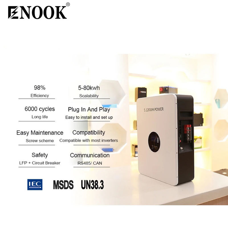 5.12kwh Tek Pil LiFePO4 IP20 Koruma Derecesi ile Ev Enerji Depolama Pil