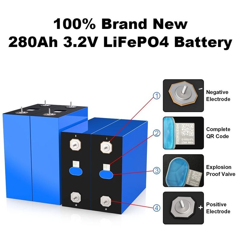 3.2V 280Ah Lifepo4 Bataryası 105AH LFP4 Lityum Demir Fosfat Bataryası Ebike için