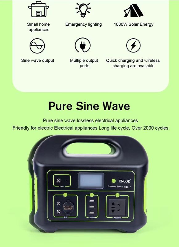 500Wh LiFePo4 Pil Ev Enerji Depolama Güneş Şarjı 1000W Taşınabilir Elektrik Santrali