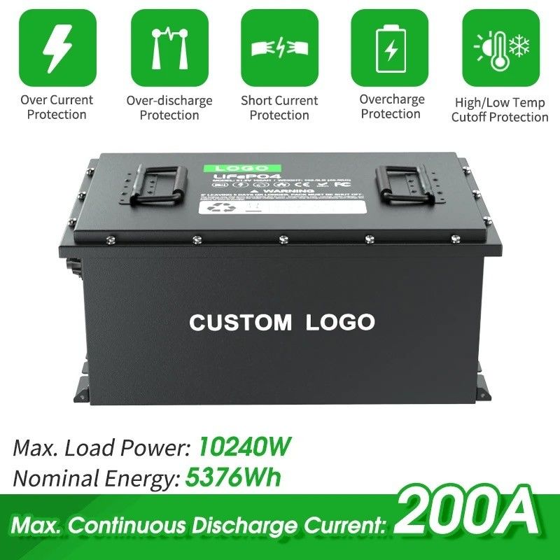 58.4V 100ah 105ah 200ah Golf Arabası LiFePO4 Lityum İyon Elektrik Pil Paketi 51.2V Derin Döngü IP64
