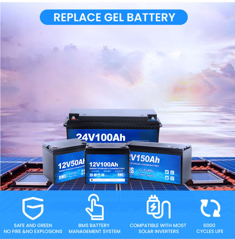 Ev Güneş Depolama Sistemi ve RV için derin döngü ömrü 4000 Times 12V 200ah LiFePO4 pil